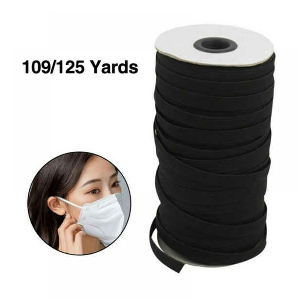 1/4"1/8" Braided Elastic Band Cord Knit White Black Sewing Trims for DIY masks 